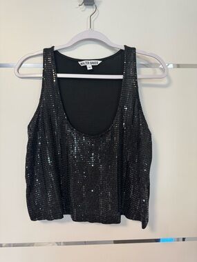 Walter Baker Black Sequin Scoop Tank